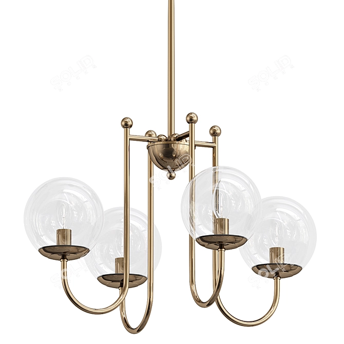  Modern Gold Glass Chandelier Orb 3D model image 1