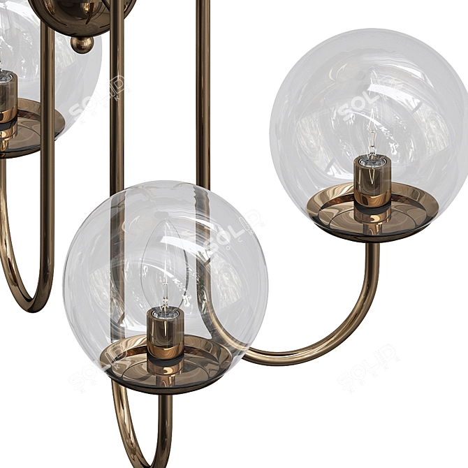  Modern Gold Glass Chandelier Orb 3D model image 2