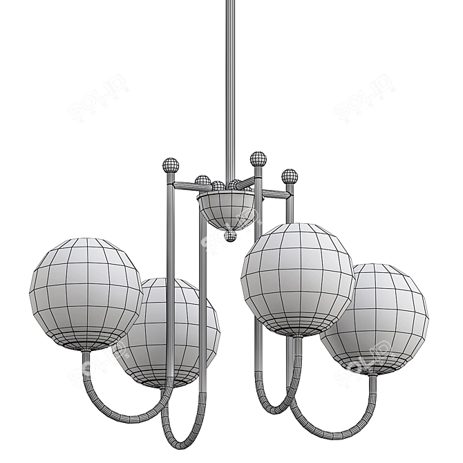  Modern Gold Glass Chandelier Orb 3D model image 3