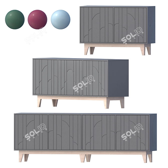 Modi Reed Sideboard in Multiple Sections 3D model image 1