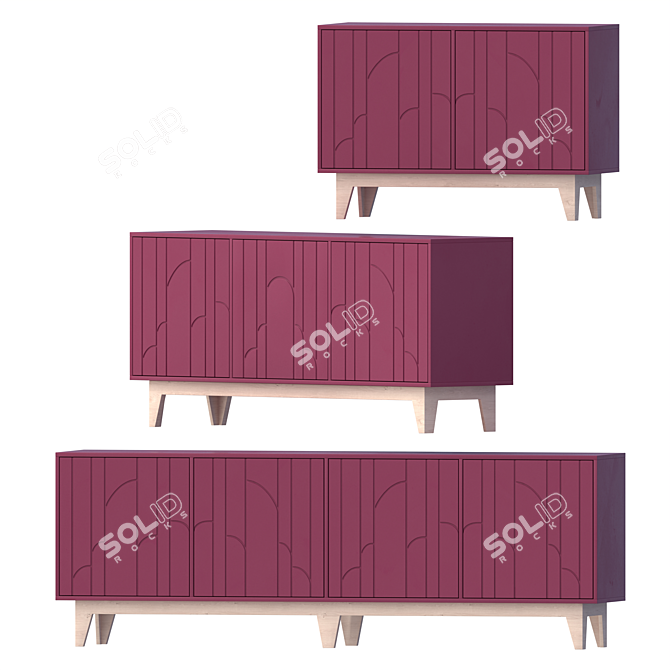 Modi Reed Sideboard in Multiple Sections 3D model image 3