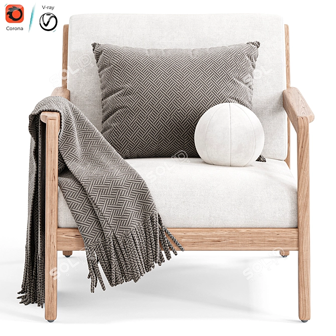 Modern Teak Outdoor Lounge Chair 3D model image 4