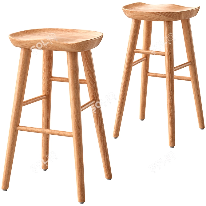 Modern Damian Bar Stool Gray 3D model image 1