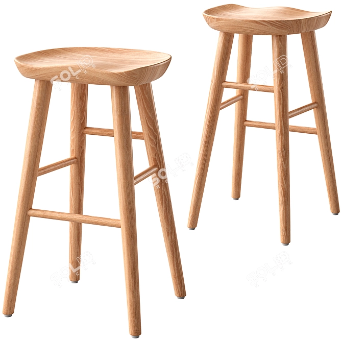 Modern Damian Bar Stool Gray 3D model image 4