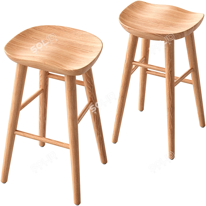 Modern Damian Bar Stool Gray 3D model image 5