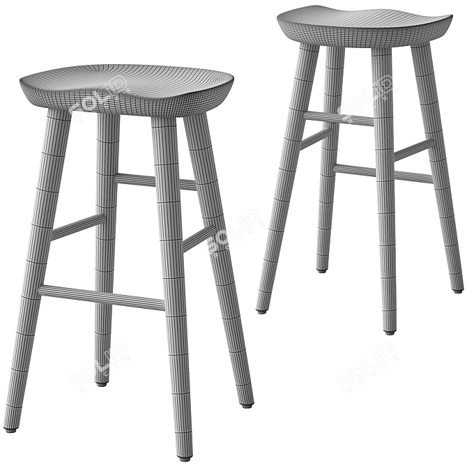 Modern Damian Bar Stool Gray 3D model image 6