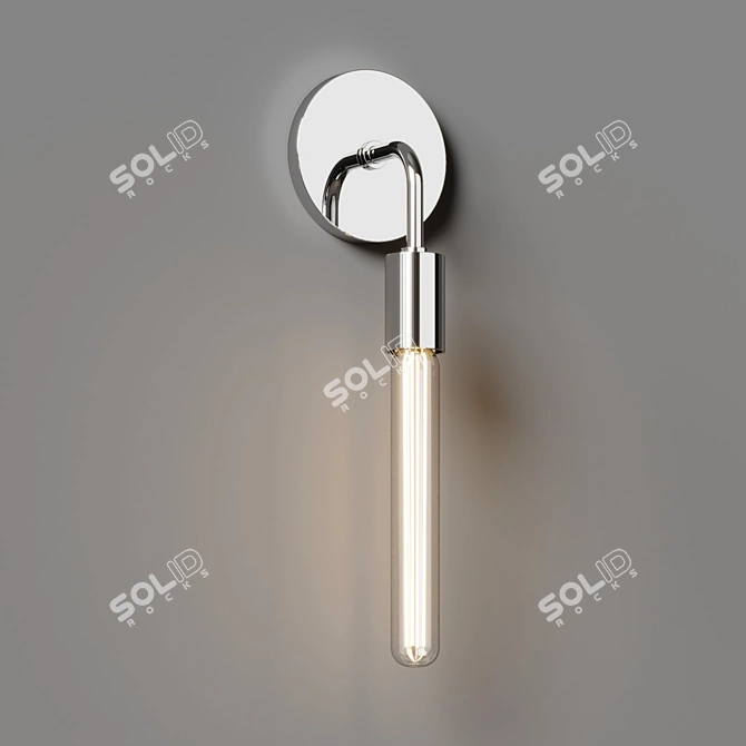 Minimalist Brass Wall Sconce 3D model image 2