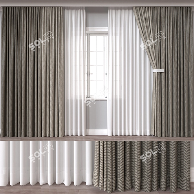 Elegant 3D Curtain Model - VRay, Corona 3D model image 1