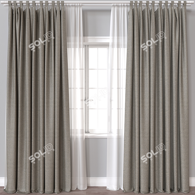 Designer Curtain Set with Exports 3D model image 1