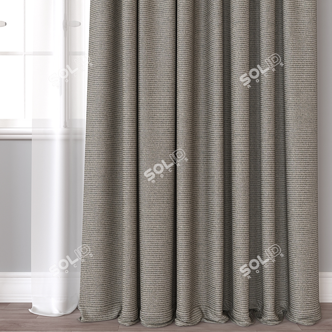 Designer Curtain Set with Exports 3D model image 2