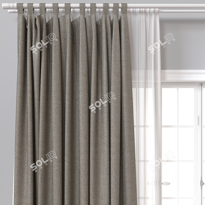 Designer Curtain Set with Exports 3D model image 3