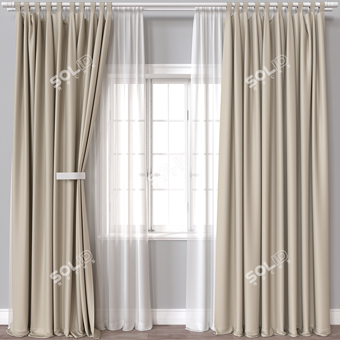 Fabulous 3D Curtain Model 3D model image 1