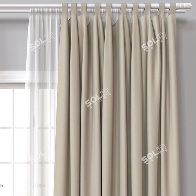 Fabulous 3D Curtain Model 3D model image 3