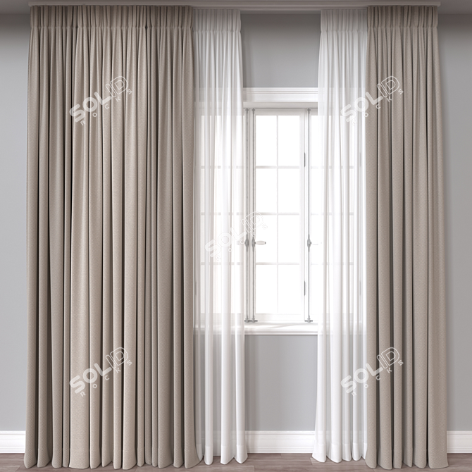 Dual-Renderer Curtain 3D Model 3D model image 1