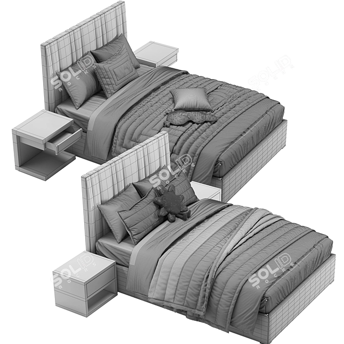 Plush Lion Upholstered Bed 3D model image 5