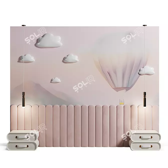 Fairy-themed children's bed headboard 3D model image 1