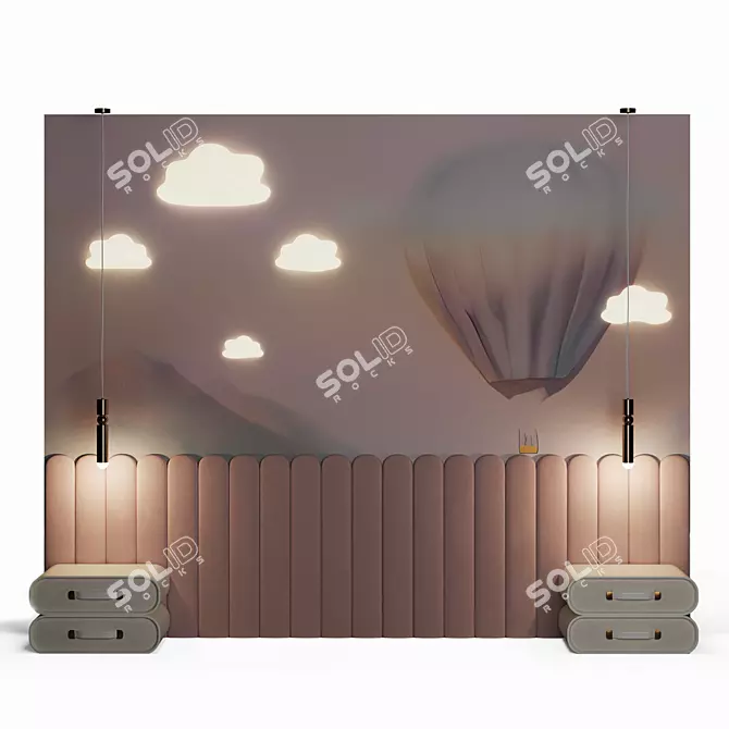 Fairy-themed children's bed headboard 3D model image 2