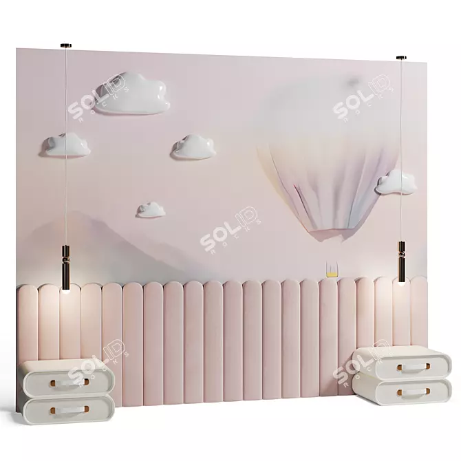 Fairy-themed children's bed headboard 3D model image 3