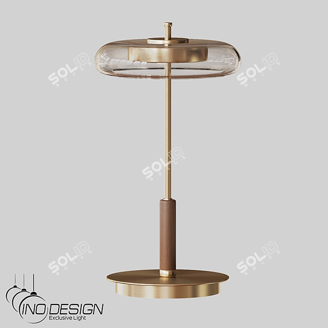 Modern Brass and Wood Table Lamp 3D model image 1