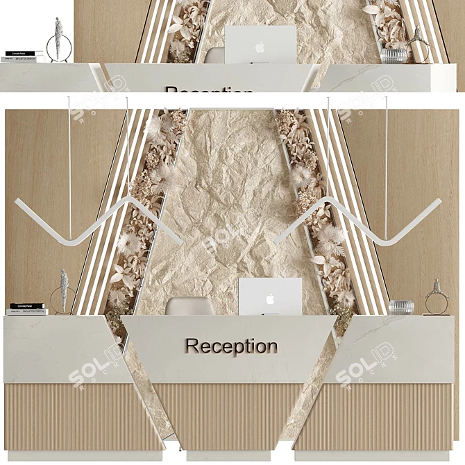 Modern Sculptural Monitor Plant Booth 3D model image 1