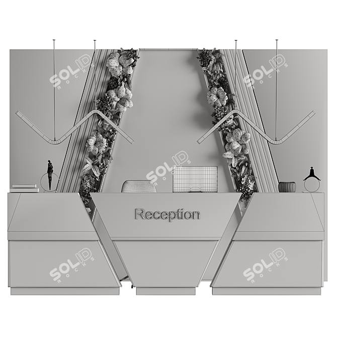 Modern Sculptural Monitor Plant Booth 3D model image 5