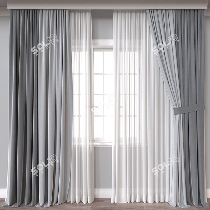 Versatile 3D Curtain Model 3D model image 1