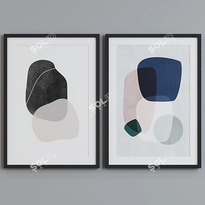 Modern Abstract Picture Frame Set 3D model image 2