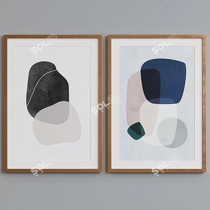 Modern Abstract Picture Frame Set 3D model image 4