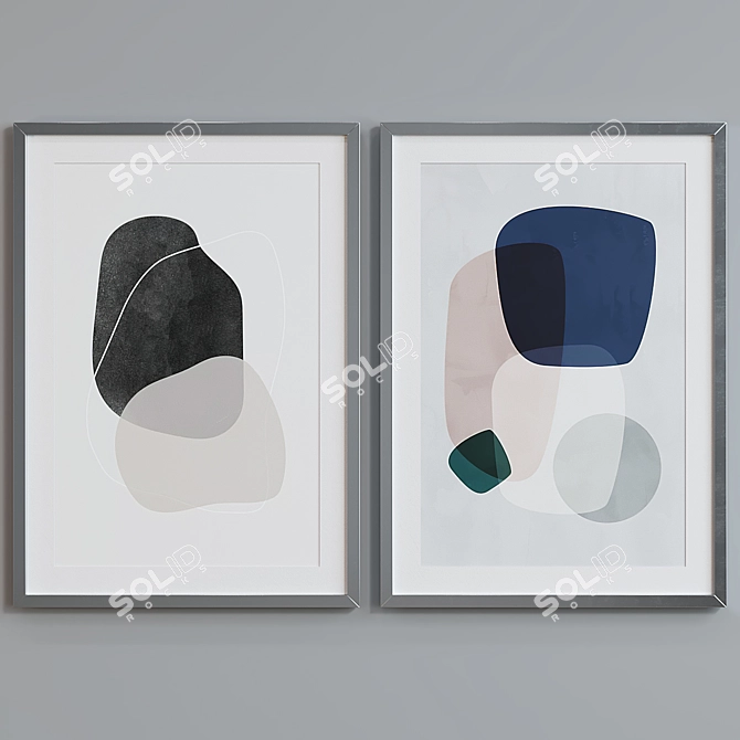 Modern Abstract Picture Frame Set 3D model image 5