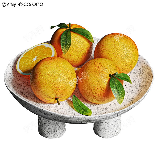 Orange Minimalist Serving Plate 3D model image 1