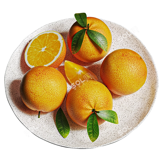 Orange Minimalist Serving Plate 3D model image 2