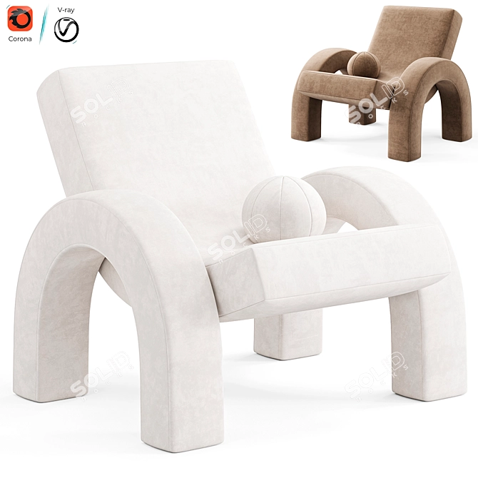 Modern Arco Lounge Chair White 3D model image 1