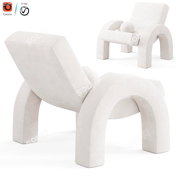 Modern Arco Lounge Chair White 3D model image 2