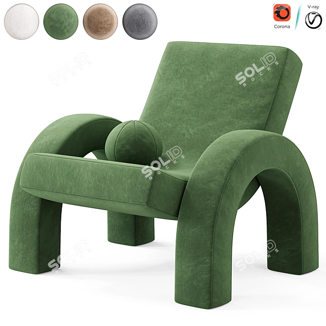 Modern Arco Lounge Chair White 3D model image 4