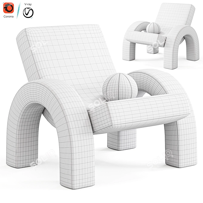 Modern Arco Lounge Chair White 3D model image 7