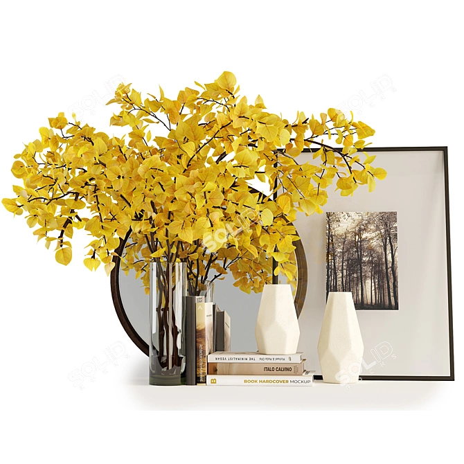 Branch Vase Decor Set 3D model image 1