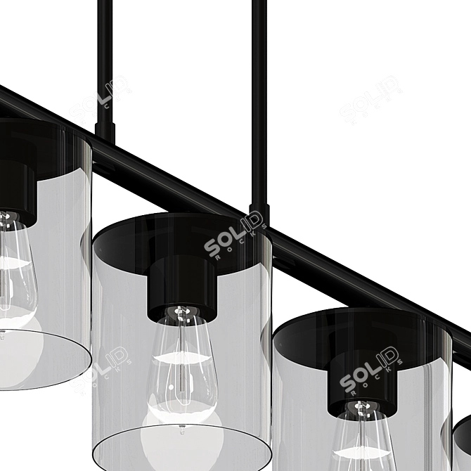 Modern Linear Glass Chandelier Island 3D model image 2