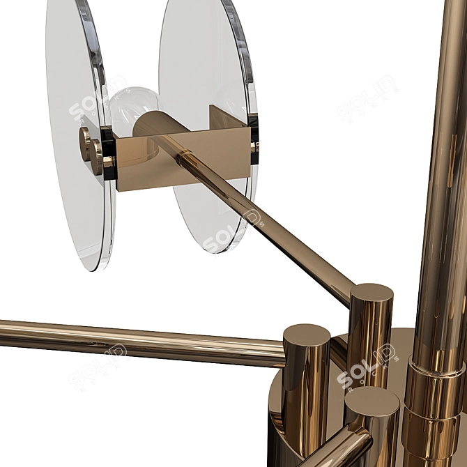 Mid-Century Gold Pendant Light 3D model image 2