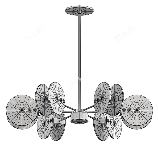 Mid-Century Gold Pendant Light 3D model image 3