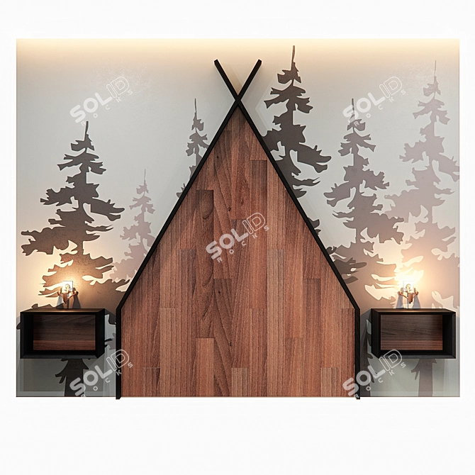 Child's Headboard Set with Textures 3D model image 1