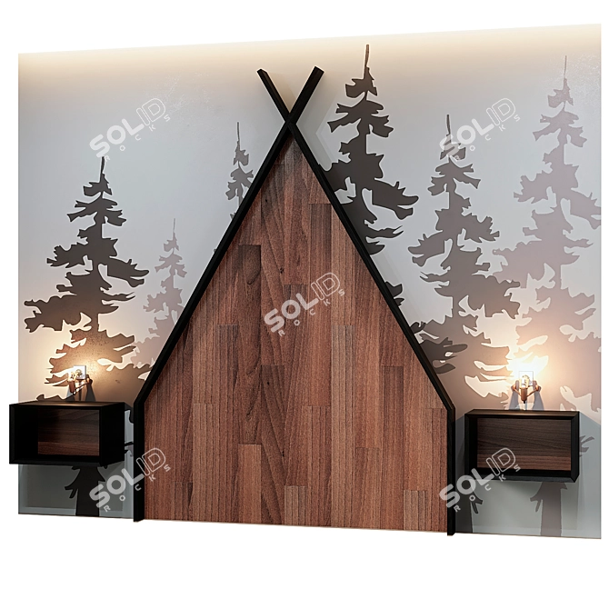 Child's Headboard Set with Textures 3D model image 2