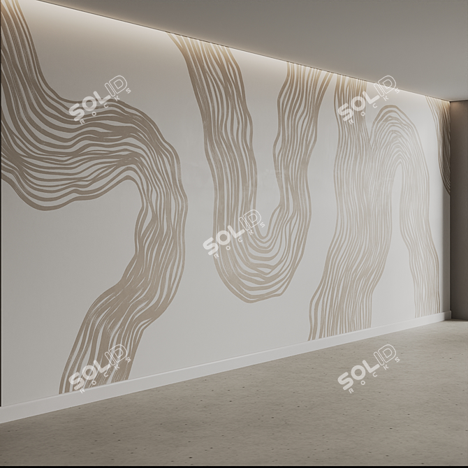 Hand-Painted Flowline Wall Murals 3D model image 3