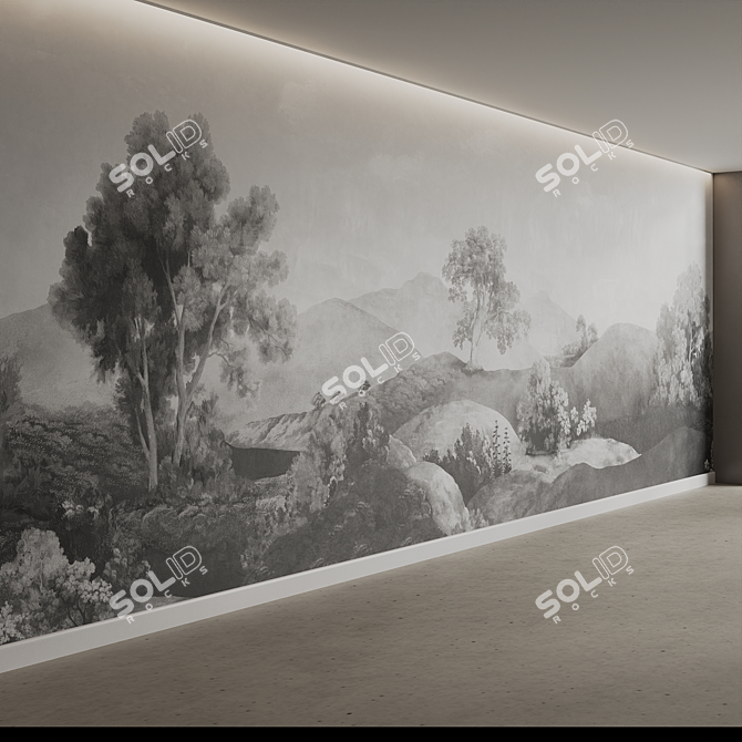 Vintage Landscape Wall Mural Set 3D model image 4