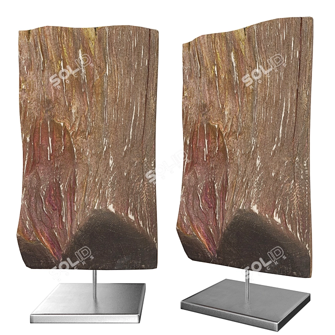 Gold Wood Sculpture: Artistic Display Piece 3D model image 1