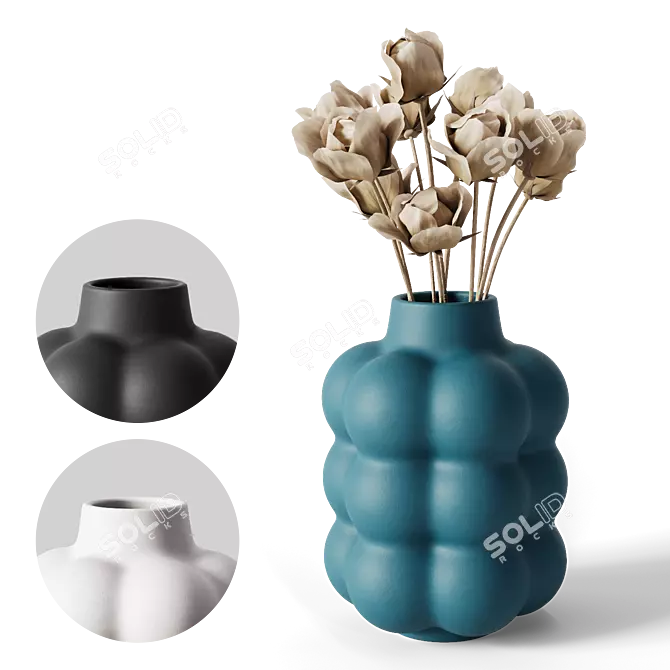 Elegant Ceramic Vase Bouquet 3D model image 1