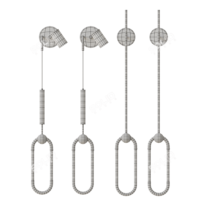 Elliptical LED Wall Light Luminaire 3D model image 3