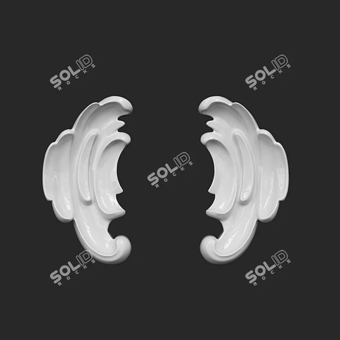 Rococo RODECOR Ornamental Wall Element 3D model image 2