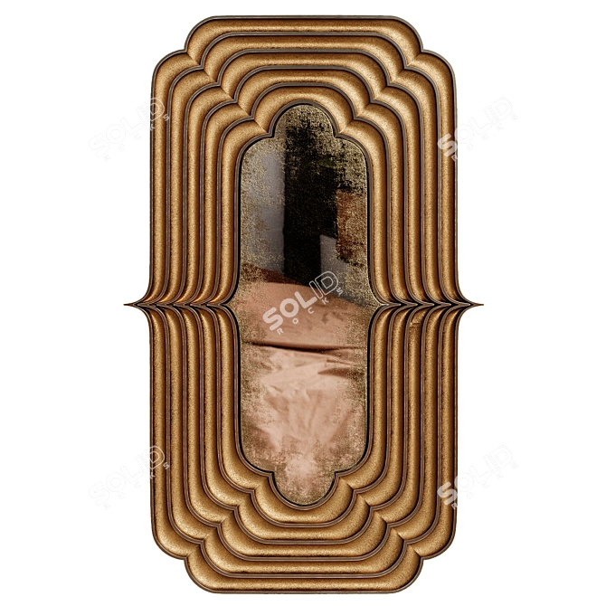 Aged Metal Frame Mirror 3D model image 1