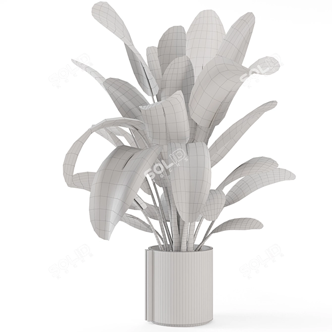 Rustic Concrete Pot Indoor Plants 3D model image 4