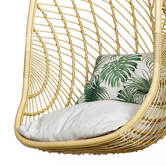 Organic Rattan Cocoon Chair 3D model image 4